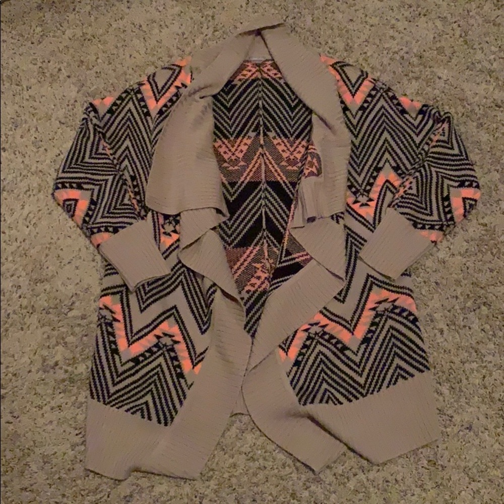 Charlotte Russe Aztec Comfy Open Front Sweater